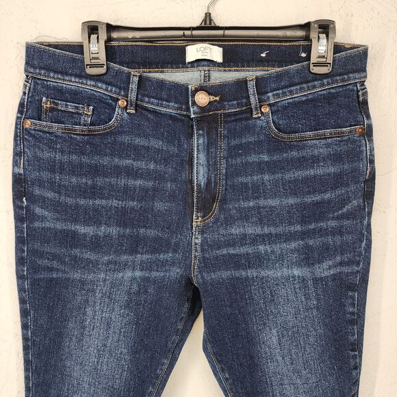 Classic Cute LOFT Outlet Raw Hem Skinny Ankle Denim Jeans Size 12P - Picture 2 of 7